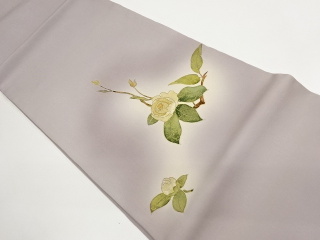 Nagoya obi with openwork floral-leaf pattern in gold Shioze (framed tailoring)